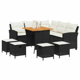 6 Piece Garden Sofa Set with Cushions L-shaped Black Poly Rattan - Side View