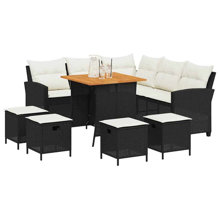 6 Piece Garden Sofa Set with Cushions L-shaped Black