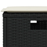 6 Piece Garden Sofa Set with Cushions L-shaped Black Poly Rattan - Close-Up Angle