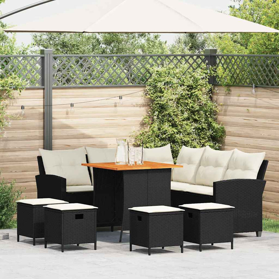 6 Piece Garden Sofa Set with Cushions L-shaped Black