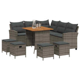 6 Piece Garden Sofa Set with Cushions L-shaped Grey Poly Rattan - Side View
