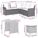 6 Piece Garden Sofa Set with Cushions L-shaped Grey Poly Rattan