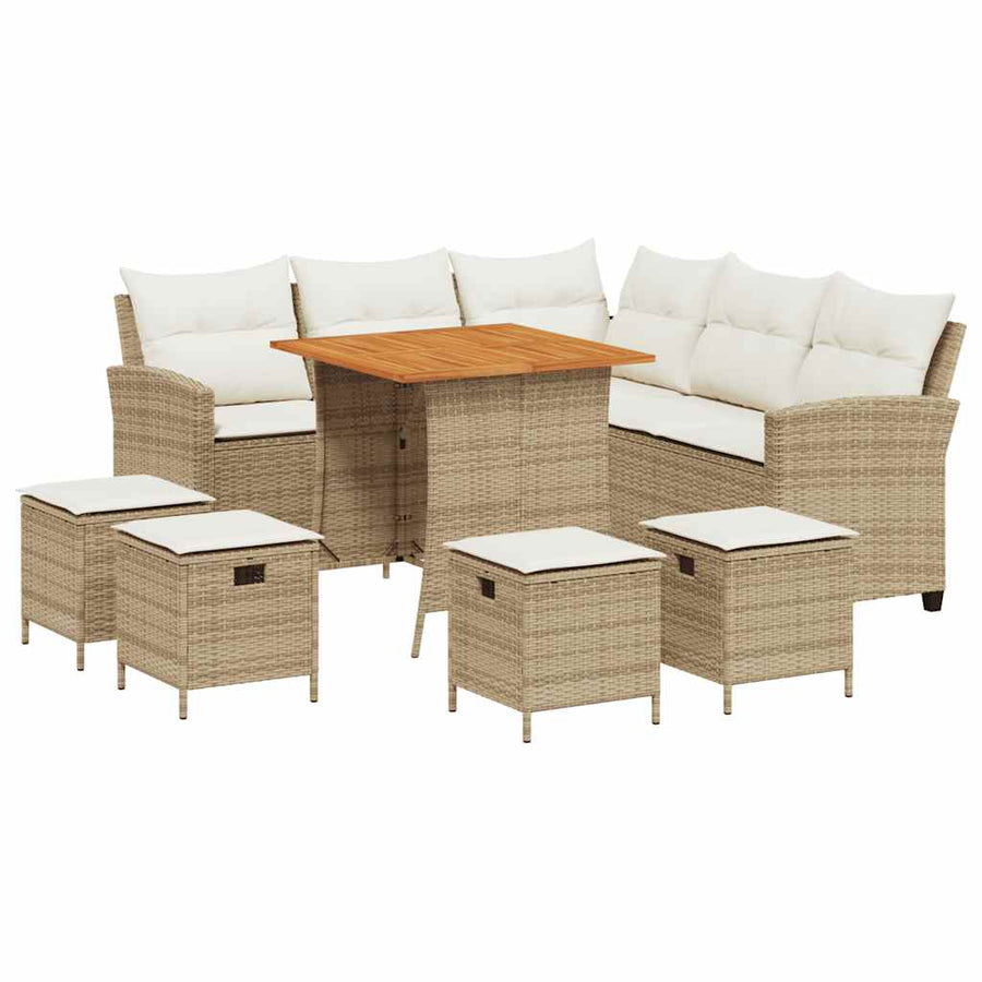 6 Piece Garden Sofa Set with Cushions L-shaped Beige