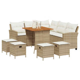 6 Piece Garden Sofa Set with Cushions L-shaped Beige Poly Rattan