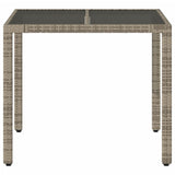 Garden Table with Glass Top Grey 90x90x75 cm Poly Rattan - Top-Down View