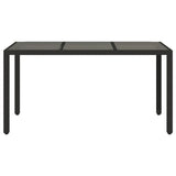 Garden Table with Glass Top Black 150x90x75 cm Poly Rattan