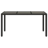 Garden Table with Glass Top Black 150x90x75 cm Poly Rattan - Top-Down View