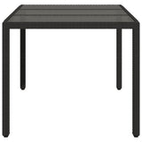 Garden Table with Glass Top Black 150x90x75 cm Poly Rattan