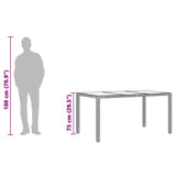 Garden Table with Glass Top Black 150x90x75 cm Poly Rattan - Extra Image