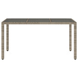 Garden Table with Glass Top Grey 150x90x75 cm Poly Rattan - Top-Down View