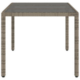 Garden Table with Glass Top Grey 150x90x75 cm Poly Rattan
