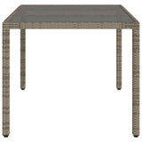 Garden Table with Glass Top Grey 150x90x75 cm Poly Rattan - 45-Degree Angle