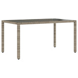 Garden Table with Glass Top Grey 150x90x75 cm Poly Rattan - Rear View