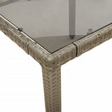 Garden Table with Glass Top Grey 150x90x75 cm Poly Rattan - Low Angle