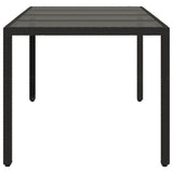 Garden Table with Glass Top Black 190x90x75 cm Poly Rattan