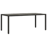 Garden Table with Glass Top Black 190x90x75 cm Poly Rattan - Rear View