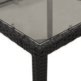 Garden Table with Glass Top Black 190x90x75 cm Poly Rattan - Low Angle
