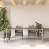 Garden Table with Glass Top Grey 190x90x75 cm Poly Rattan - Side View