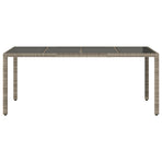 Garden Table with Glass Top Grey 190x90x75 cm Poly Rattan