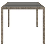 Garden Table with Glass Top Grey 190x90x75 cm Poly Rattan
