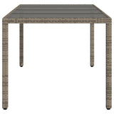 Garden Table with Glass Top Grey 190x90x75 cm Poly Rattan - 45-Degree Angle
