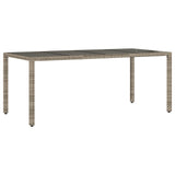 Garden Table with Glass Top Grey 190x90x75 cm Poly Rattan - Rear View