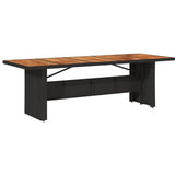 Garden Table with Acacia Wood Top Black 240x90x75 cm Poly Rattan