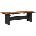 Garden Table with Acacia Wood Top Black 240x90x75cm Poly Rattan