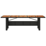 Garden Table with Acacia Wood Top Black 240x90x75 cm Poly Rattan