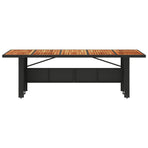 Garden Table with Acacia Wood Top Black 240x90x75cm Poly Rattan