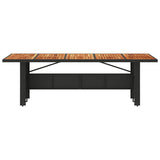 Garden Table with Acacia Wood Top Black 240x90x75 cm Poly Rattan - Top-Down View