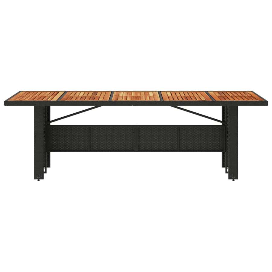 Garden Table with Acacia Wood Top Black 240x90x75cm Poly Rattan