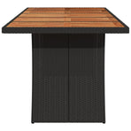 Garden Table with Acacia Wood Top Black 240x90x75cm Poly Rattan