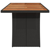 Garden Table with Acacia Wood Top Black 240x90x75 cm Poly Rattan - 45-Degree Angle