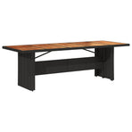 Garden Table with Acacia Wood Top Black 240x90x75cm Poly Rattan
