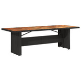 Garden Table with Acacia Wood Top Black 240x90x75 cm Poly Rattan - Rear View