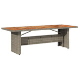 Garden Table with Acacia Wood Top Grey 240x90x75 cm Poly Rattan - Front View