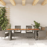 Garden Table with Acacia Wood Top Grey 240x90x75 cm Poly Rattan - Side View