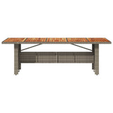Garden Table with Acacia Wood Top Grey 240x90x75 cm Poly Rattan
