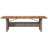 Garden Table with Acacia Wood Top Grey 240x90x75 cm Poly Rattan - Top-Down View