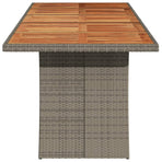 Garden Table with Acacia Wood Top Grey 240x90x75 cm Poly Rattan