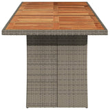 Garden Table with Acacia Wood Top Grey 240x90x75 cm Poly Rattan - 45-Degree Angle