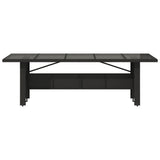 Garden Table with Glass Top Black 240x90x75 cm Poly Rattan