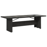 Garden Table with Glass Top Black 240x90x75 cm Poly Rattan