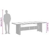 Garden Table with Glass Top Black 240x90x75 cm Poly Rattan