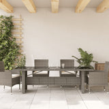 Garden Table with Glass Top Grey 240x90x75 cm Poly Rattan - Side View