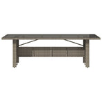 Garden Table with Glass Top Grey 240x90x75 cm Poly Rattan