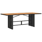 Garden Table with Acacia Wood Top Black 190x80x75cm Poly Rattan