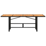 Garden Table with Acacia Wood Top Black 190x80x75cm Poly Rattan