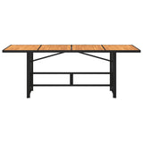 Garden Table with Acacia Wood Top Black 190x80x75 cm Poly Rattan - Top-Down View